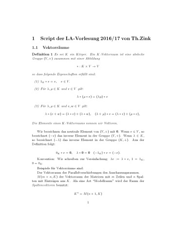 Lineare Algebra [Lecture notes]