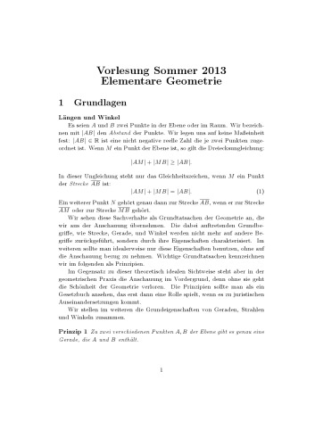 Elementare Geometrie [Lecture notes]