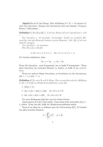 Algebra (Zusammenfassung) [Lecture notes]