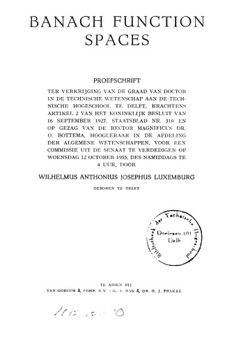 Banach Function Spaces [PhD Thesis]