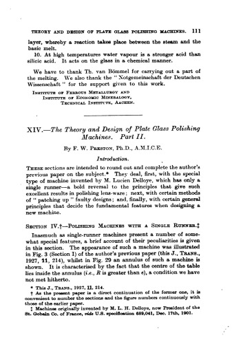 The theory and design of plate glass polishing machines. Part II