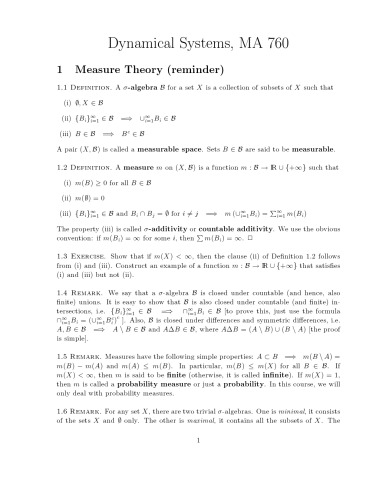 Dynamical Systems [Lecture notes]