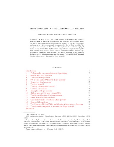 Hopf monoids in the category of species [draft]