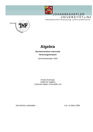 Algebra [Lecture notes]