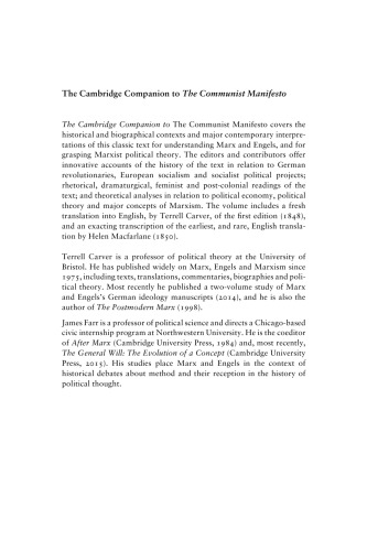 The Cambridge companion to The Communist Manifesto