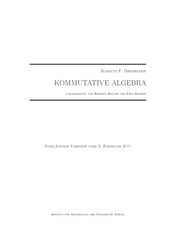 Kommutative Algebra [Lecture notes]