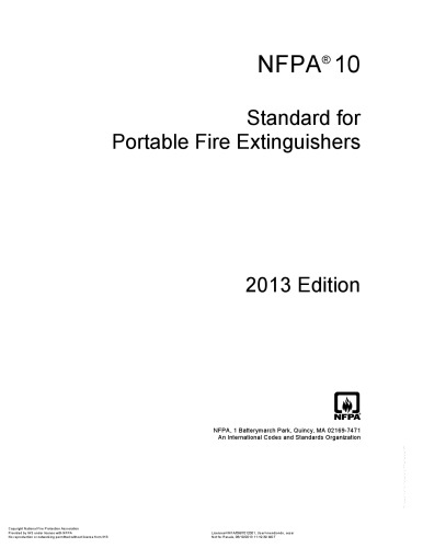 NFPA 10 - Standard for Portable Fire Extinguishers - 2013 Edition