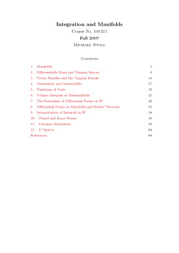 Integration and Manifolds [Lecture notes]