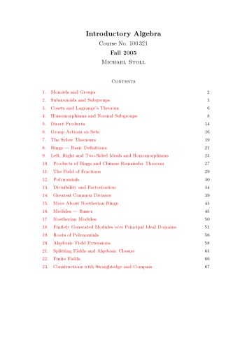 Introductory Algebra [Lecture notes]