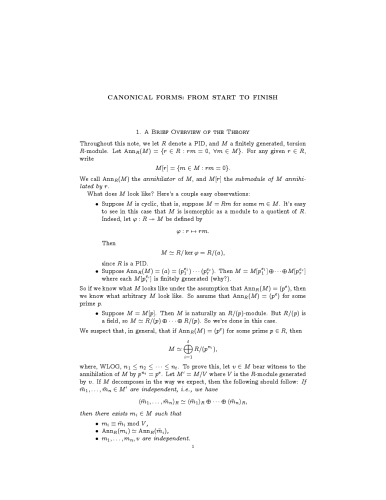 Canonical forms: from start to finish [expository notes]