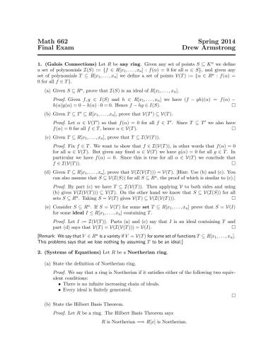 Grad Algebra II: Math 662 [Lecture notes]