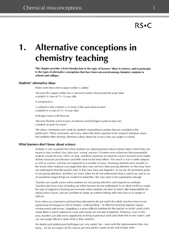 Chemical Misconceptions: Prevention, diagnosis and cure. Vol. 1: Theoretical background