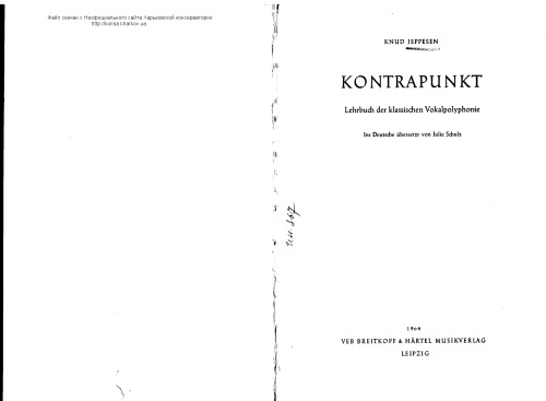 Kontrapunkt : Lehrbuch der klassischen Vokalpolyphonie