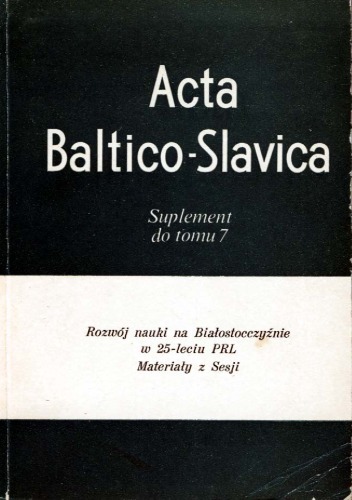 Acta Baltico-Slavica Suplement do T.7