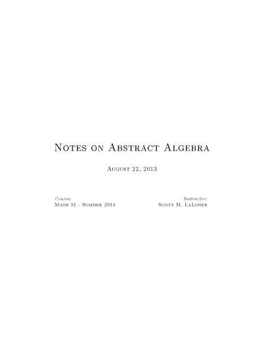 Notes on Abstract Algebra [Lecture notes]