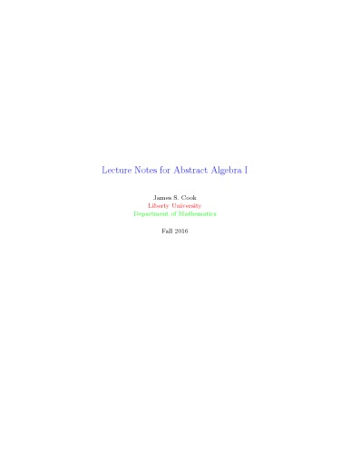 Lecture Notes for Abstract Algebra I [Lecture notes]