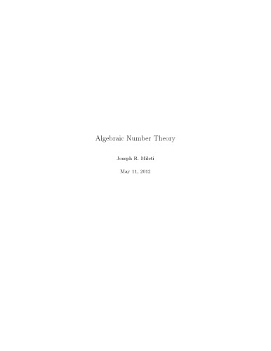 Algebraic Number Theory [Lecture notes