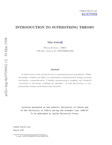Introduction to Superstring Theory
