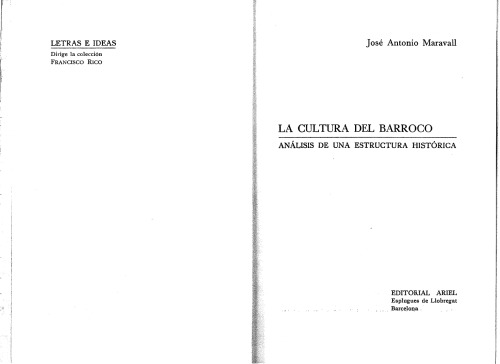 La cultura del Barroco: análisis de una estructura histórica