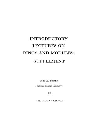 [Online supplements to "Introductory lectures on rings and modules"]
