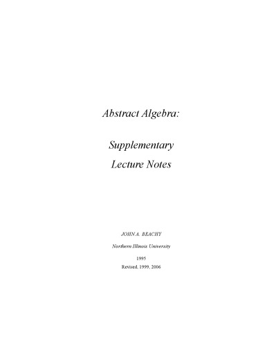 Abstract Algebra [Supplementary Lecture Notes]