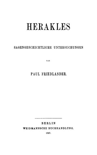 Herakles: Sagengeschichtliche Untersuchungen