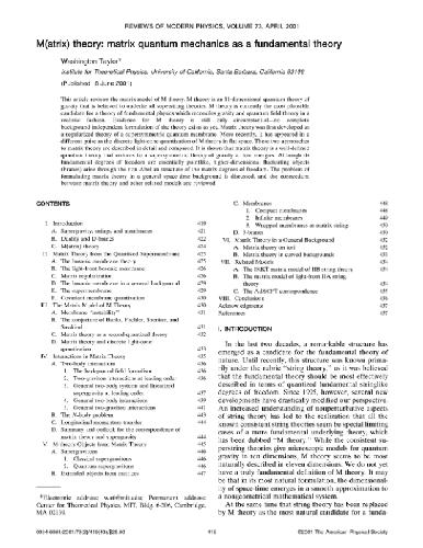 Matrix theory as fundamental theory