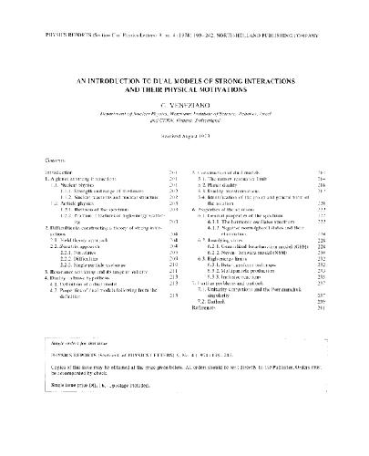An introduction to dual models of strong interaction and their physical motivations