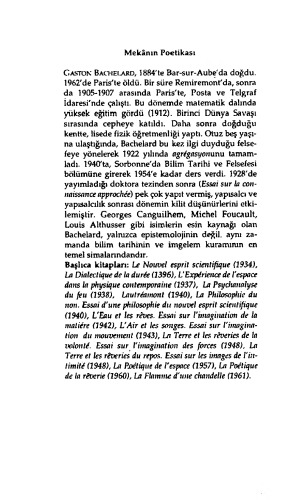 Mekanın poetikası = La Poétique de l’espace.