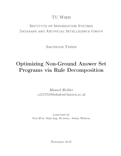 Optimizing Non-Ground Answer Set Programs via Rule Decomposition
