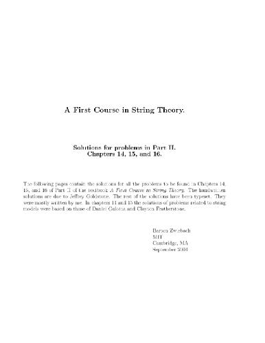 Introduction to string theory. Solutions to problems