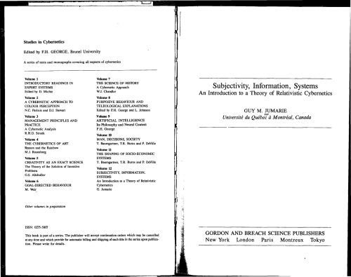 Subjectivity, Information, Systems: An Introduction to a Theory of Relativistic Cybernetics