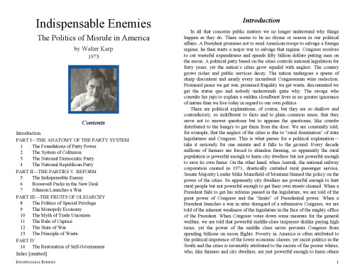 Indispensable Enemies: The Politics of Misrule in America