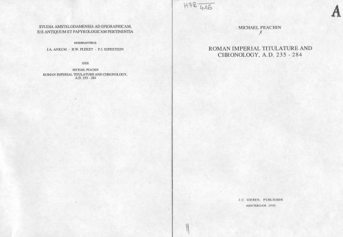 Roman imperial titulature and chronology, a.d. 235-284