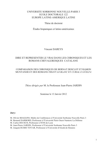 Dire et représenter le vrai dans les chroniques et les romans chevaleresques catalans [PhD thesis]