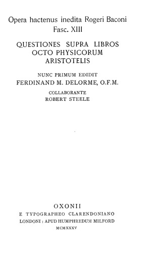 Questiones supra libros octo physicorum Aristotelis