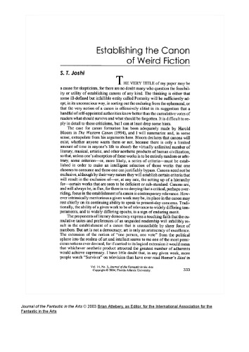 Establishing the Canon of Weird Fiction
