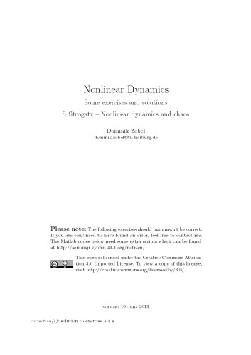 Nonlinear dynamics and chaos Solution Manual