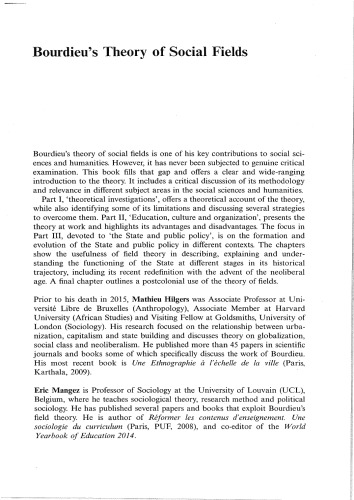 Bourdieu’s Theory of Social Fields: Concepts and Applications