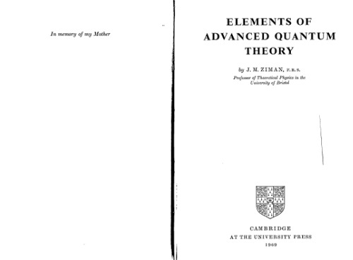 Elements of advanced quantum theory