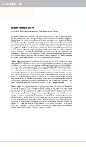 Construction Robots.  Volume 3.  Elementary Technologies and Single-Task Construction Robots