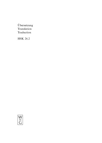 Übersetzung  Translation  Traduction: An International Encyclopedia of Translation Studies