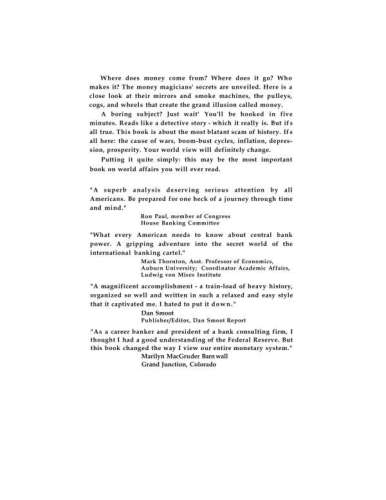 The Creature from Jekyll Island: A Second Look at the Federal Reserve