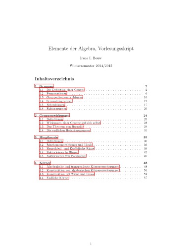 Elemente der Algebra [Lecture notes]