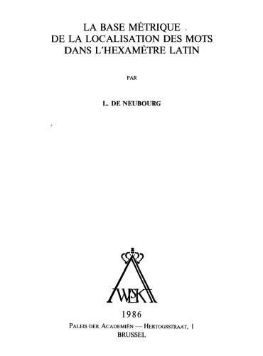 La base métrique de la localisation des mots dans l’hexamètre latin