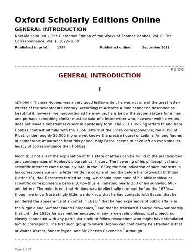 The correspondence. Volume I, 1622-1659