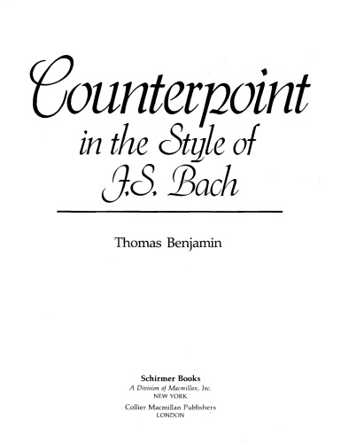 Counterpoint in the Style of J.S. Bach