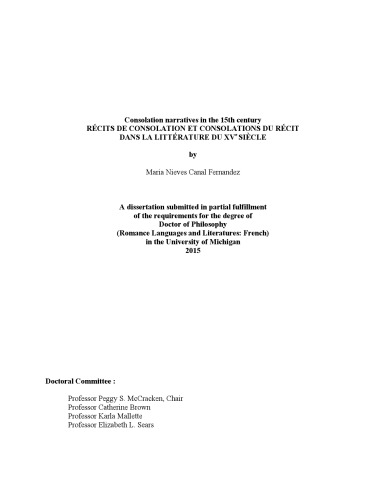 Consolation narratives in the 15th century. Récits de consolation et consolations du récit dans la littérature du XVe siècle