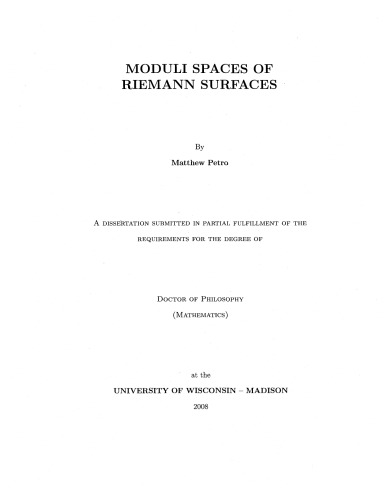 Moduli spaces of Riemann surfaces