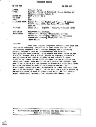 Towards a theory of schooling